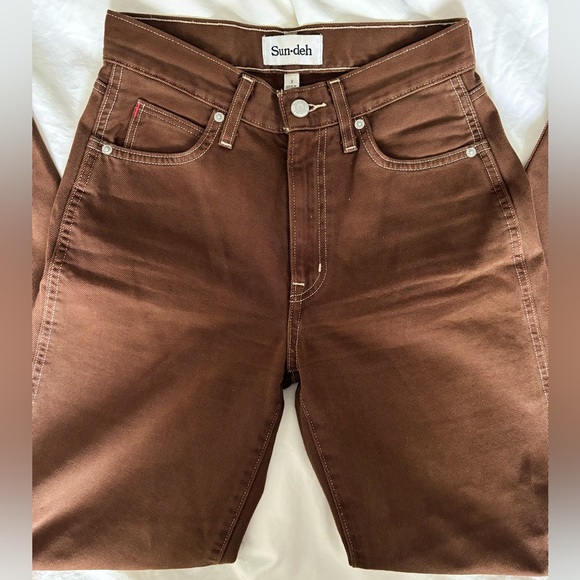 Aritzia - Sun-deh (Sunday) Best high rise brown straight leg jeans/pants Size 2 - Picture 2 of 6